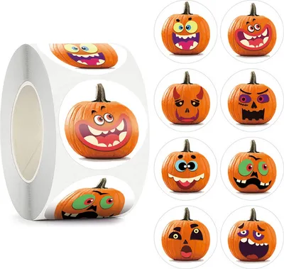 Immagine prodotto di INF Adesivi Halloween con zucche 1 rotolo/500 pz Arancia