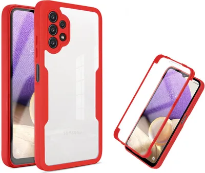 Immagine prodotto di Samsung Galaxy A32 5G Custodia protettiva, protezione dello schermo incorporata a 360 gradi Custodia per cellulare con protezione completa per Samsung A32 5G Rosso