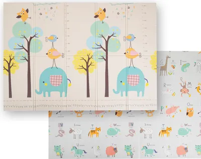 Obrázok produktu pre KiddyMoon Play Mat Detská podložka Obojstranná plaziaca sa podložka Mat Foam Mat Pre deti Detská podložka Detský priateľský vzor Vývoj ihriska Pohodlný Ideálny pre vnútorné a vonkajšie priestory 150X2