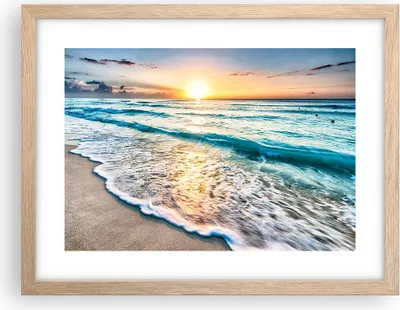Produktbild von Gerahmtes Poster - Rahmen in heller Eiche - Meer Welle Strand - 40x30 cm - Wand Bild - Wanddeko - Wandbilder - Wandposter - Bilderrahmen - Bilder - Kunstdruck - Wandbild - P2NAA40x30-3621