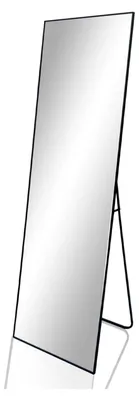 Produktbild von Ganzkörperspiegel 160 x 53 cm: Standspiegel mit Aluminiumrahmen, Rechteckig, Stehend oder Hängend für Wohnzimmer und Schlafzimmer, Schwarz