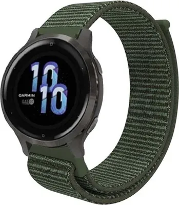 Produktbild von Strap-it Nylonarmband passend für Garmin Vivoactive 4s / Vivomove 3s / Venu 2s / Venu 3s / Venu 4s – Grün/Dunkelgrün