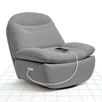 Obrázek produktu pro FLEXISPOT XR6 Oval – elektrické relaxační křeslo s přikrývkou, otočné o 360° s funkcí polohování, USB port, opěrka zad, podnožka, šedá