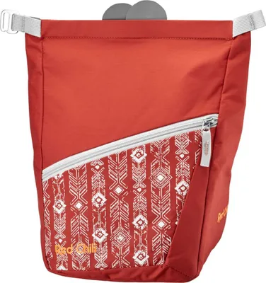 Boulder Reactor Chalkbag von RedChili in rot mit grafischem Muster und seitlichem Reißverschluss.