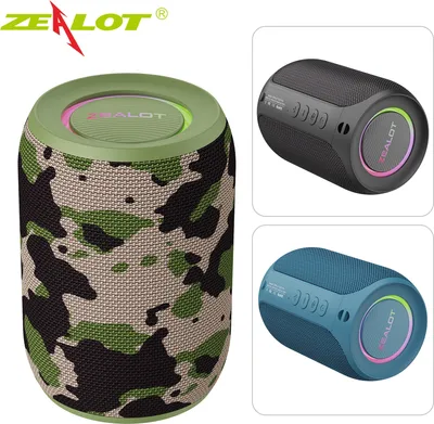 Produktbild von ZEALOT S32Pro tragbarer Bluetooth-Lautsprecher, BT5.2 | Dolby-Surround-Sound | 15 W Leistung | IPX5 wasserdicht, unterstützt MIC/TF-Karte/USB/AUX/BT-Verbindung, Camouflage