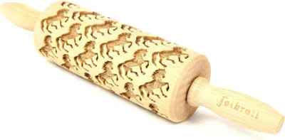 Imagen del producto de Rodillo de madera con diseño, de 22 cm, para pasta y repostería