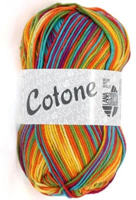 Produktbild von Lana Grossa - Cotone Print 0306 gelb orange zyklam grün türkis violett