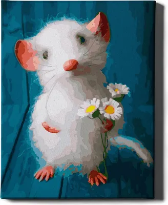 Produktbild von Oh Art! – Malen nach Zahlen Set Maus – 40x50cm, mit Holzrahmen und Pinseln DIY