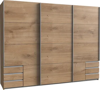 Produktbild von Schwebetürenschrank >Seattle< in PLANKENEICHE NACHBILDUNG - 270x208x65cm (BxHxT)