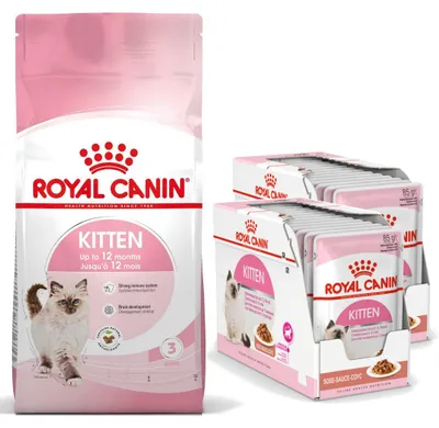 Produktbild von Royal Canin FHN Kitten 10 kg Trockenfutter für Kätzchen + 24 x 85 g Nassfutter in Soße