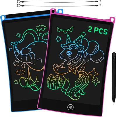 Produktbild von LCD Schreibtafel 8,5 Zoll, 2 Stück, Löschbares Kinderspielzeug, Lernspielzeug für Kinder, Blau