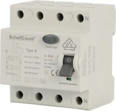 Produktbild von VDE FI-Schutzschalter Typ B 63A 300mA 4-polig VDE Allstromsensitiv Fehlerstromschutzschalter Wallbox RCCB