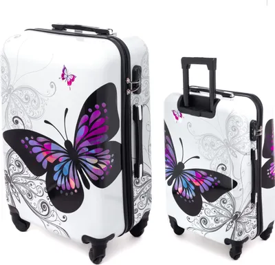Produktbild von RGL 5188 XXL Reisekoffer Polycarbonat Hartschalen Koffer Abnehmbare Räder Trolley Schmetterling