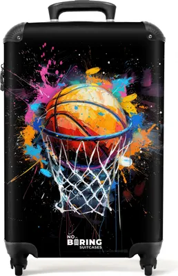 Produktbild von NoBoringSuitcases.com Hartschalen Handgepäck Koffer 55x35x20 cm, 36L, Graffiti Sport: Basketball, Reisekoffer mit 4 Rollen