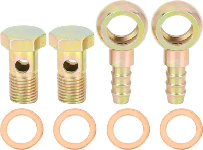 Image de 2 Sets 14mm Diamètre Banjo Tuyau Barbelé Boulon Raccords Métal pour Voiture