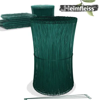 Produktbild von Heimfleiss® Ösendraht Betonbindedraht 1,4 x 300 mm (1000 Stk.) - PVC ummantelter Rödeldraht in grün - Bindedraht für Drillapparat