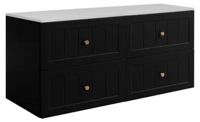 Image de Ensemble de meubles de salle de bains, noir/blanc, 120 (2 x 60) x 46 x 58 cm, 3 couleurs de poignées incluses
