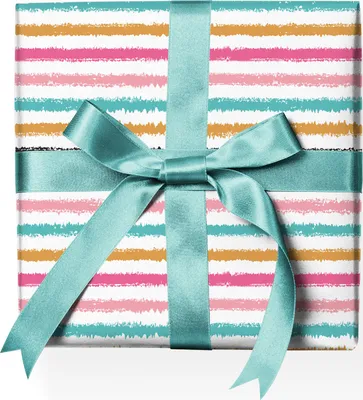 Produktbild von Fröhliches, buntes Streifen Geschenkpapier beige - G23012, 32 x 48cm