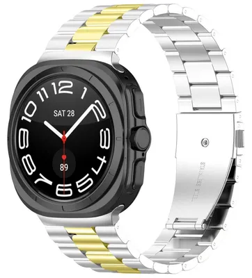 Produktbild von Für Samsung Galaxy Watch 8 / 8 Classic Three Bead Edelstahl Ersatz Smart Watch Arm Band mit Tool Silber / Gold