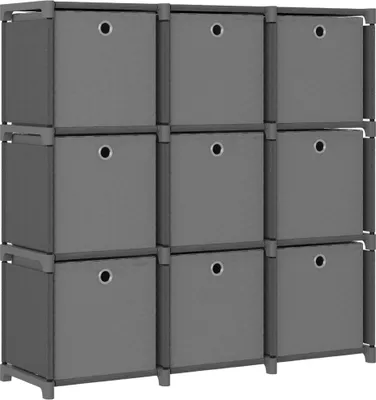 Image de Étagère à 9 cubes avec boîtes Gris 103x30x107,5 cm Tissu