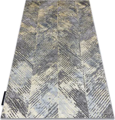 Produktbild von Modern DE LUXE Teppich 2087 Fischgrätenmuster vintage - Strukturell gold / grau Gelb 140x190 cm