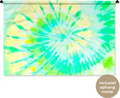 Produktbild von MuchoWow® Wandteppich Wandbehang Krawattenfärbung - Gelb - Grün 150x100 cm Tapisserie Dekoration Wandtuch - Waschbar - Tapisserien - Wand-Decke