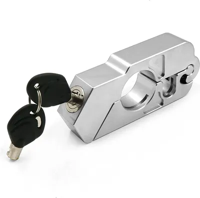 Image de Verrouillage de guidon moto en alliage d'aluminium antivol frein électrique argenté