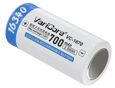 Obrázek produktu pro 16340 Lithiová baterie 3,7 V – dobíjecí Li-Ion baterie – 700 mAh – pro baterky a blesky fotoaparátů – balení po 10 kusech