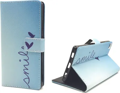 Produktbild von Handyhülle Tasche für Handy Huawei P8  Schriftzug Smile Blau
