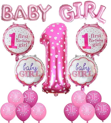 Produktbild von Luftballons Dekoration für den 1. Geburtstag eines Mädchens, rosa, Baby-Mädchen-Set, 17-teilig