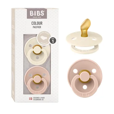 Produktbild von BIBS Colour Anatomical Schnuller 2er Pack, BPA-frei Dummy-Schnuller, Kiefergerechte Form. Naturkautschuk / Latex, Hergestellt in Dänemark. Größe 1 (0-6 Monate), Ivory / Blush