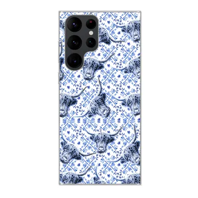 Produktbild von MuchoWow® Handyhülle Schutzhülle Hülle für Samsung Galaxy S22 Ultra Delfter Blau - Tiere - Schottischer Highlander Silikon Softcase Handy Hülle - Abbildung