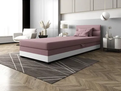 Obrázek produktu pro Jednolůžková čalouněná postel 90x195 NALINDA 2 - růžová / bílá
