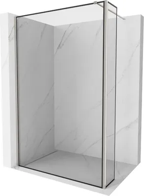 Produktbild von Mexen Kioto Duschwand Walk-in 150 x 30 cm, schwarzes Muster, gebürsteter Nickel - 800-150-212-97-70-030