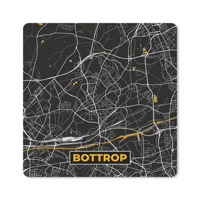 Produktbild von MuchoWow® Mauspad Mousepad Bottrop - Stadtplan - Schwarz und Gold - Deutschland - Karte 20x20 cm - Mousepads - Maus Mat - Pad - Mausunterlage - Desk Mat - Bureauartikeln