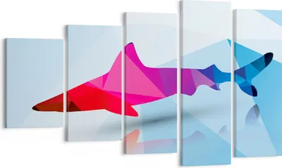 Produktbild von Bild auf Leinwand - Leinwandbild - Hai Illustration modern Grafik - 100x60cm - Wand Bild - Wanddeko - Leinwanddruck - Bilder - Kunstdruck - Wanddekoration - Leinwand bilder - Wandkunst - EG100x60-2813