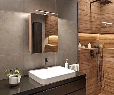 Spiegelschrank Bad mit Beleuchtung Sonoma Matt - 50x60x14 cm Hängeschrank Badezimmer IP44 - Badezimmerschrank Wandschrank LED Aufbauleuchte 4000 K