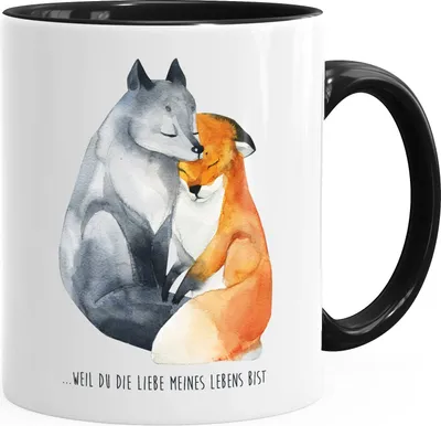 Produktbild von Tasse Liebe meines Lebens Fuchs Geschenk Liebe Spruch MoonWorks® schwarz unisize