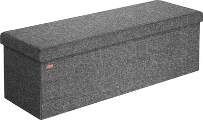 Produktbild von CASARIA® Sitzbank mit Stauraum Faltbar Dunkelgrau 115x40x40cm Gepolstert Deckel Leinen - Optik Schlafzimmer Wohnzimmer Flur Sitztruhe Truhenbank Polsterbank