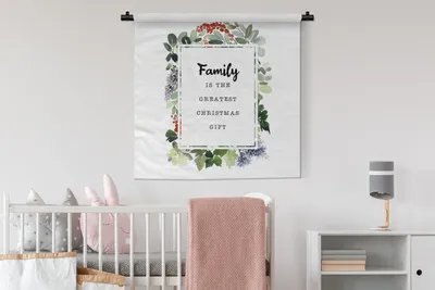 Produktbild von MuchoWow® Wandteppich Wandbehang Weihnachten - Zitat - Familie 90x90 cm Tapisserie Dekoration Wandtuch - Wandaufhänger