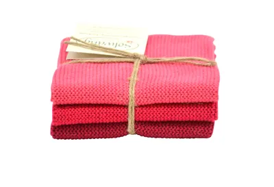 Produktbild von Solwang Wischtuch HIMBEERE KOMBI gestrickt 3er Set Küchentuch Spültuch Putztuch
