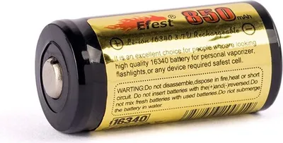 Produktbild von Efest ICR 16340 V2 Gold 850mAh 3,6V - 3,7V ungeschützt