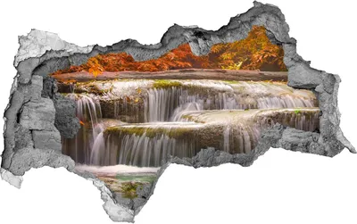 Produktbild von Selbstklebender Loch-3D-Aufkleber 95x73 cm Wasserfall im Herbst
