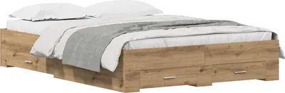 Obrázek produktu pro vidaXL Artisan dubový rám postele 135 x 190 cm materiál na bázi dřeva