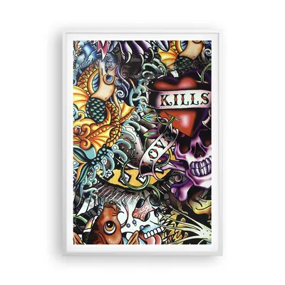 Produktbild von Gerahmtes Poster - Weißer Rahmen - Graffiti modern - 70x100 cm - Wand Bild - Wanddeko - Wandbilder - Kunstposter - Wandposter - Bilderrahmen - Bilder - Kunstdruck - Wandbild - P2WPA70x100-3759