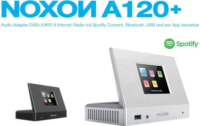 Produktbild von NOXON A120+, Internet, Analog & Digital, AM, DAB, DAB+, 87,5 - 108 MHz, 3,174 - 230 MHz, AAC, AAC+, FLAC, MP3, WAV, WMA