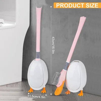 Siliconen WC-Bürste mit Wandstickern – Stehende WC-Bürste für Boden- und Wandmontage (Rosa)