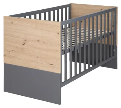Immagine prodotto di Letto trasformabile 2 in 1 per neonati e lettino aggiuntivo Anna - Regolabile in altezza in 6 posizioni - 5 listelli laterali per la funzione di lettino aggiuntivo - Include rete a doghe, dimensioni 60 x 120 cm