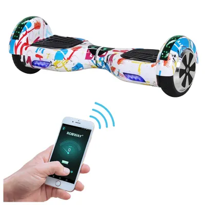 Produktbild von ROBWAY W1 Hoverboard | Elektroroller 700 Watt - 6,5 Zoll - 15 km/h - Bluetooth - LEDs - Soundeffekt - Smart Elektro Scooter - Jugendliche & Erwachsene