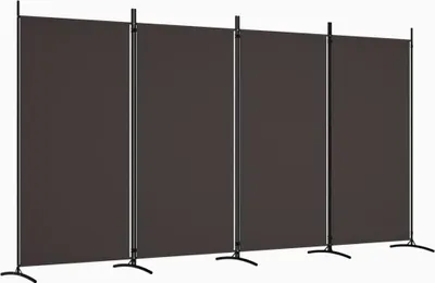 Productafbeelding van Ruimteverdelers - Scheidingswand - Scherm - 4 panelen - Wand voor de slaapkamer - Afscheiding - Verplaatsbaar - Bruin